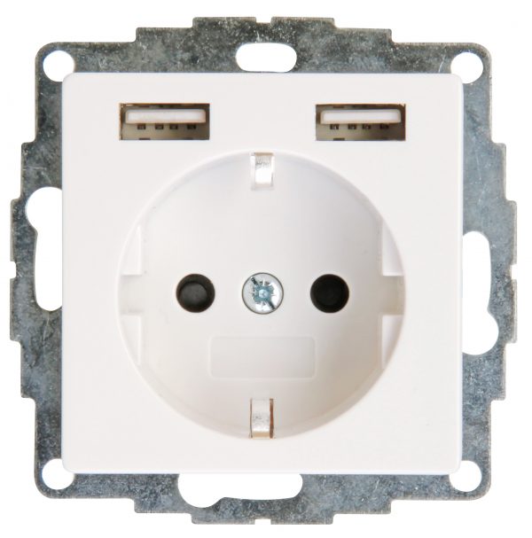 Πρίζα σούκο με 2 θήρες USB Kopp HK07 pure white 296229004
