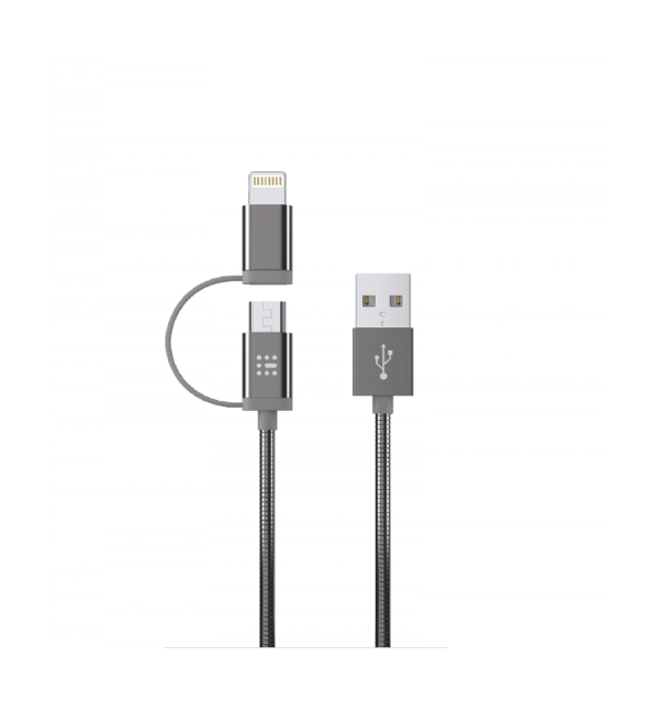 Καλώδιο φόρτισης Sas luxury 2in1 lighting & micro 1.2m. μεταλλικό γκρι 10016004