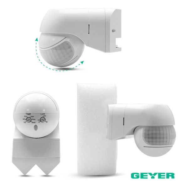 Επίτοιχος ανιχνευτής κίνησης IR 500W 220° 12m IP44 λευκός - Image 3