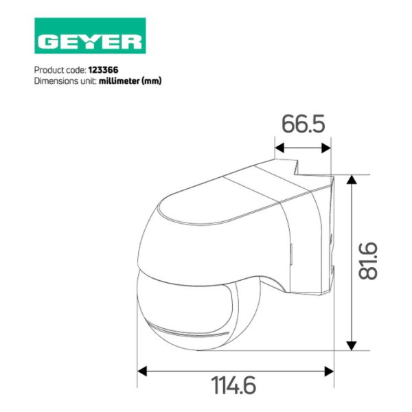 Επίτοιχος ανιχνευτής κίνησης IR 500W 220° 12m IP44 γκρι