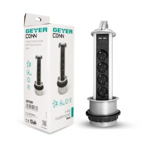 Geyer Επιτραπέζιο πολύπριζο 4 θέσεων, 2x USB 201361