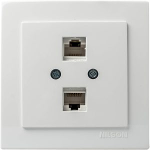 Πρίζα δικτύου Cat5e διπλή Geyer Nilson χωνευτή άσπρη 24111046