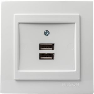 Πρίζα USB διπλή Geyer Nilson 24111081 άσπρη χωνευτή