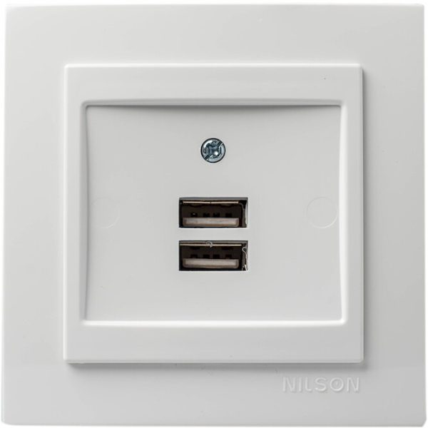 Πρίζα USB διπλή Geyer Nilson 24111081 άσπρη χωνευτή