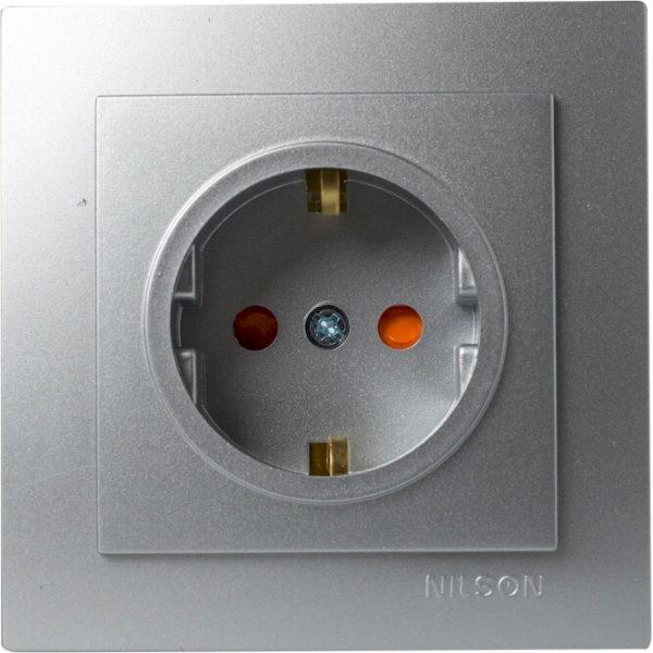 Πρίζα σούκο Geyer Nilson ασημί με προστασία 24131019 - Image 2
