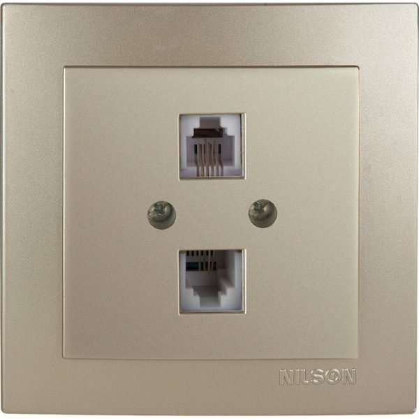 Πρίζα τηλεφώνου διπλή RJ11 Geyer Nilson σατινέ 24151041 - Image 2