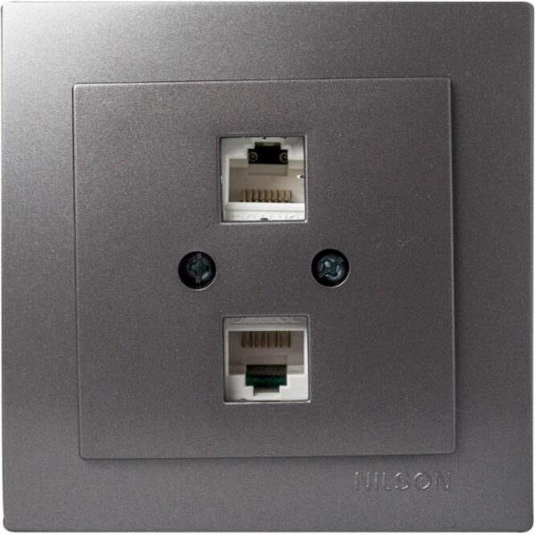 Πρίζα δικτύου Cat 5e Geyer Nilson διπλή ανθρακί 24161046 - Image 2