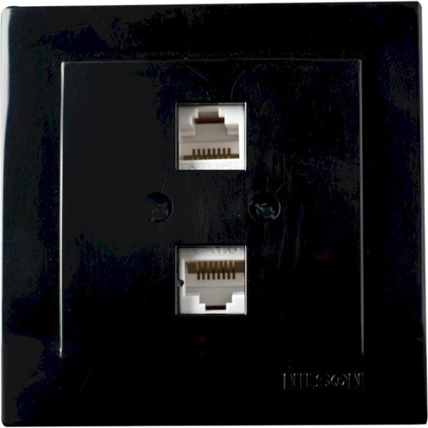 Πρίζα δικτύου Cat 6 διπλή Geyer Nilson μαύρο 24221047