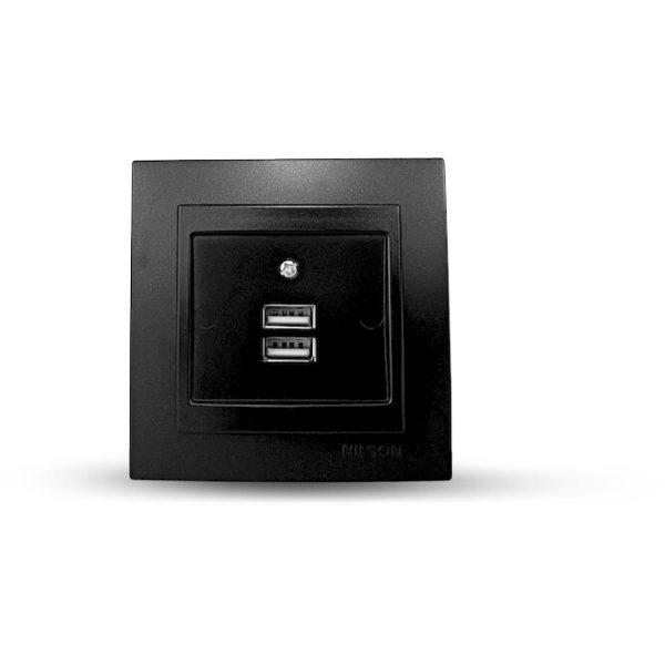 Μαύρη ματ πρίζα USB διπλή - Image 3