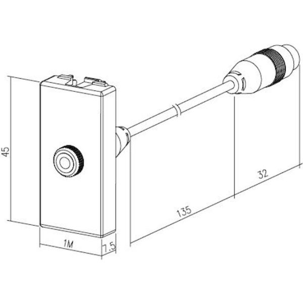 Πρίζα TV-Radio - SAT διελεύσεως 1 θέσης Μαύρη 10db - Image 2