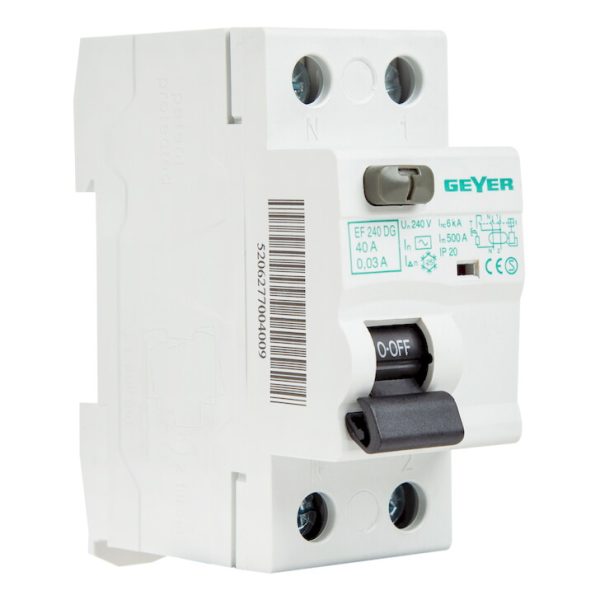 Geyer Ρελέ διαφυγής 2P 25A 300mA AC EF225EG