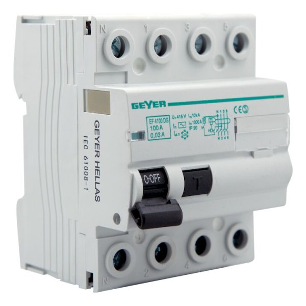 Geyer Ρελέ διαφυγής 4P 100A 30mA AC EF4100DG