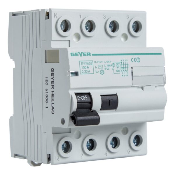Geyer Ρελέ διαφυγής 4P 100A 300mA AC EF4100EG
