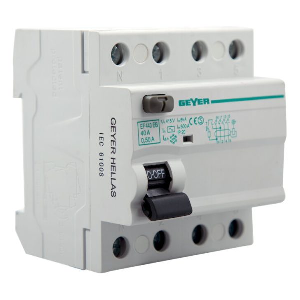 Geyer Ρελέ διαφυγής 4P 40A 300mA AC EF440EG