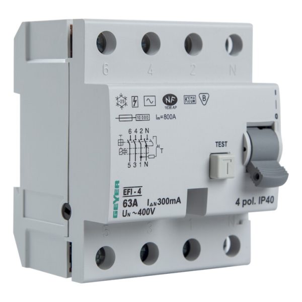 Geyer Ρελέ διαρροής 4P 63A 300mA Τύπος AC EF463EE