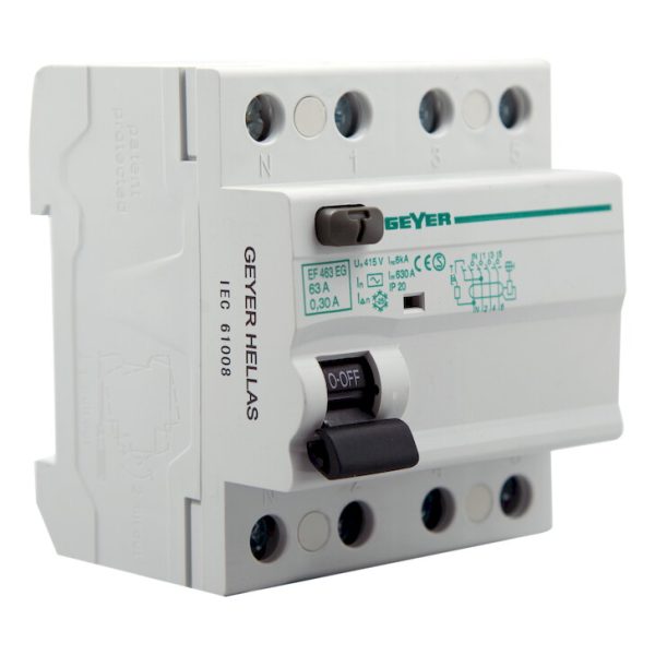 Geyer Ρελέ διαφυγής 4P 63A 300mA AC EF463EG