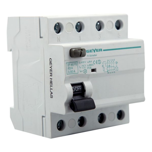 Geyer Ρελέ διαφυγής 4P 63A 500mA AC EF463FG
