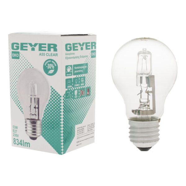 Geyer λαμπτήρας Αλογόνου Α55 53W E27 FACL2753