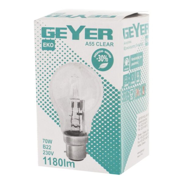 Geyer λαμπτήρας Αλογόνου 70W B22 FBCL2270
