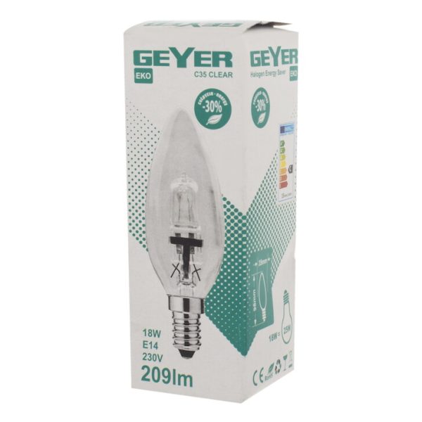 Geyer λαμπτήρας Αλογόνου C37 18W E14 FCCL1418