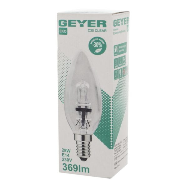 Geyer λαμπτήρας Αλογόνου C37 28W E14 FCCL1428