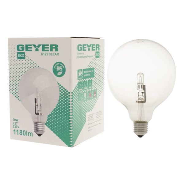 Geyer λαμπτήρας Αλογόνου Γλόμπος G125 70W E27 FG12570 - Image 2