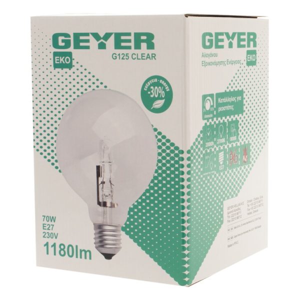Geyer λαμπτήρας Αλογόνου Γλόμπος G125 70W E27 FG12570 - Image 3