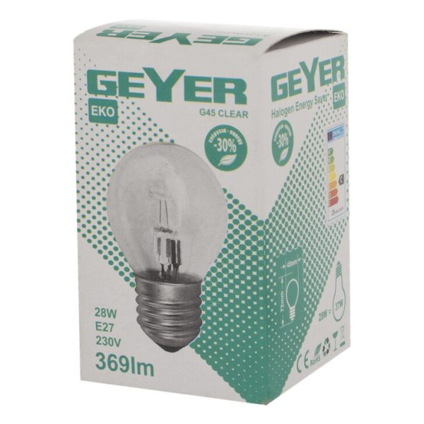 Geyer λαμπτήρας Αλογόνου Σφαιρική G45 28W E27 FGCL2728