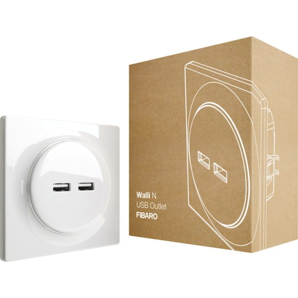 FIBARO Χωνευτή πρίζα USB (λευκό) - Σειρά Walli FGWU-021