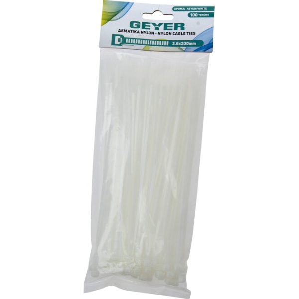 Geyer Δεματικά 3.6x200mm λευκά (100τμχ) G3.6CT200W