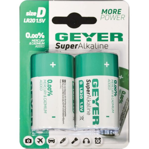 Geyer Μπαταρίες αλκαλικές D/LR20 2τμχ/ Blister GB.LR20