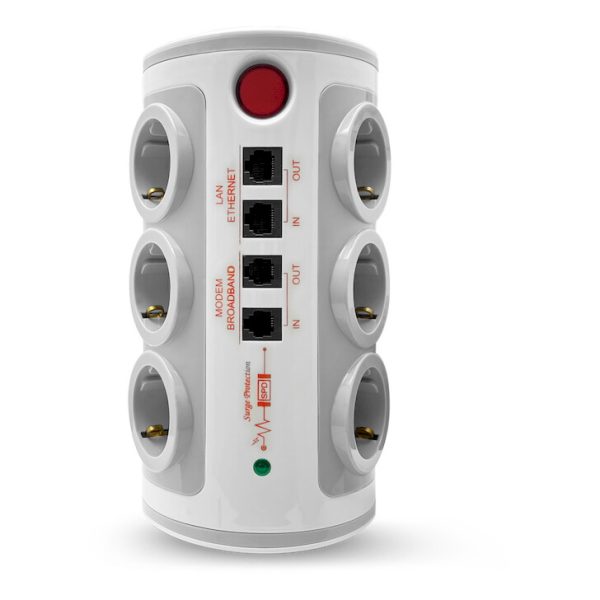 Geyer Πολύπριζο 6 θέσεων με διακόπτη 2 USB 1A  RJ11 RJ45 GES 055