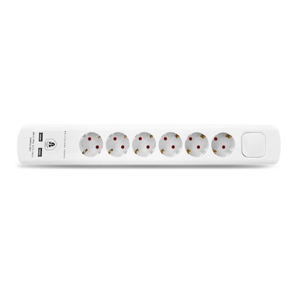 Geyer Πολύπριζο 6 θέσεων διακόπτη 2 USB GES-161
