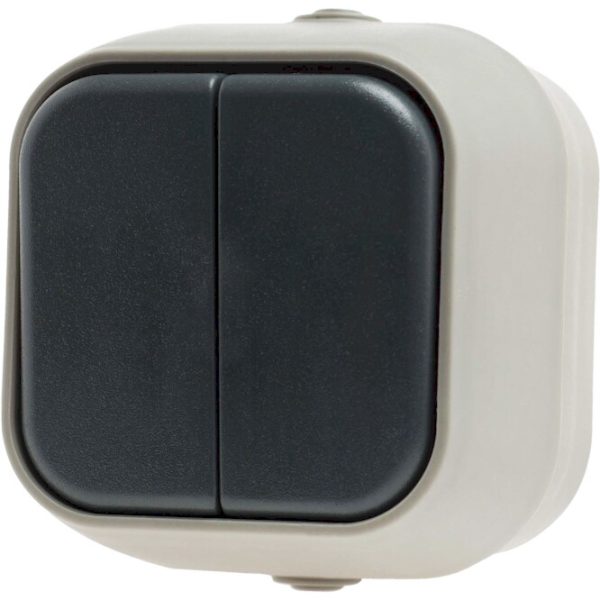 Geyer Διακόπτης 2πλός A/R εξωτερικός λευκός IP54 H2-B220M-W
