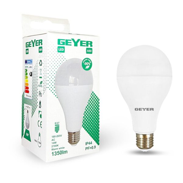 Geyer λαμπτήρας LED E27 14W 2700K IP44 LA80WE2714 - Image 2