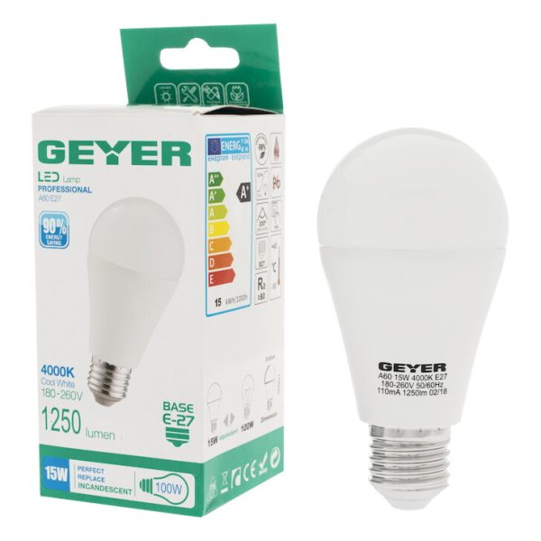Geyer λαμπτήρας LED Κλασσική 15W E27 4000K LACE2715S