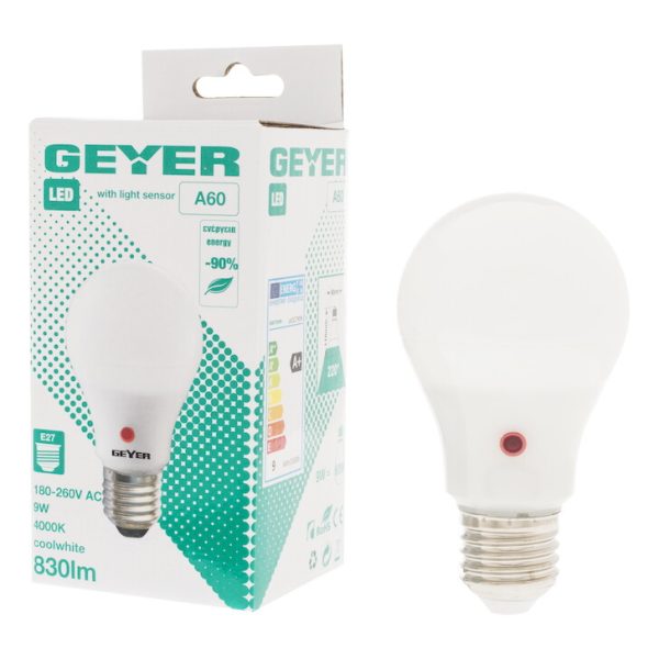Geyer λαμπτήρας LED Κλασική 9W E27 4000K με Sensor Ημέρα/Νύχτα LACE279DN - Image 2