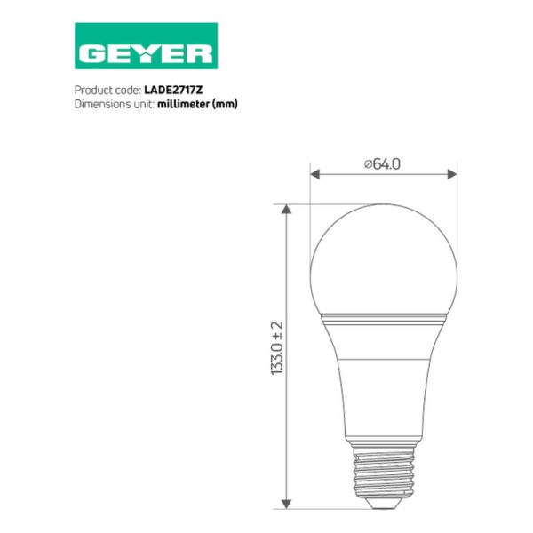 Geyer λαμπτήρας LED κλασική 17W E27 6500K LADE2717Z - Image 3