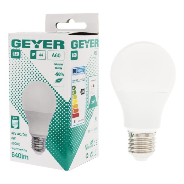 Geyer λαμπτήρας LED Κλασική 8W E27 3000K 42V IP44  LAWE278-42
