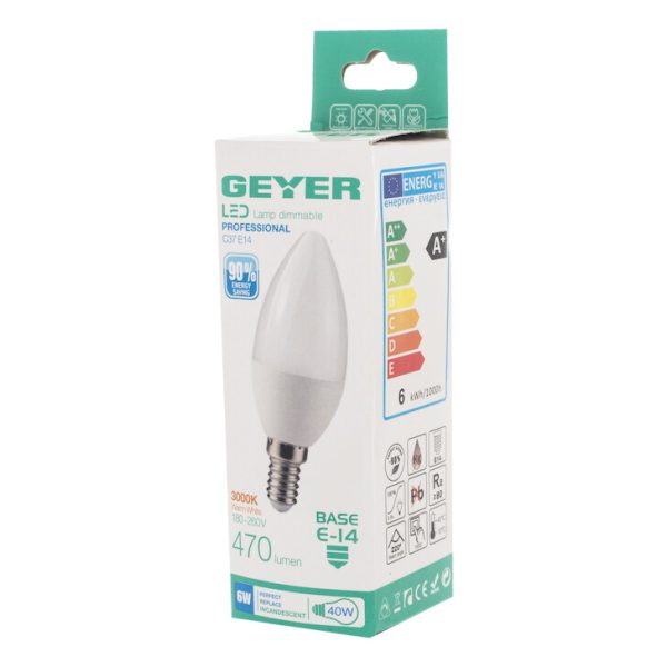 Geyer λαμπτήρας LED E14 6W 3000K dimmable LCWE146SD - Image 2