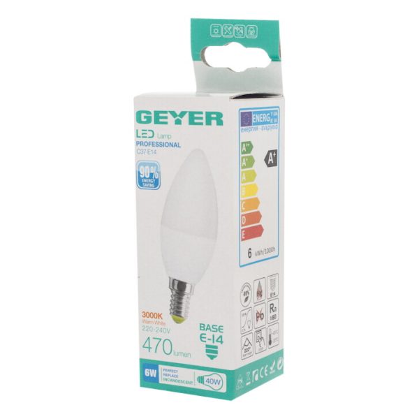 Geyer λαμπτήρας LED Κερί 6W E14 3000K LCWE146S - Image 2