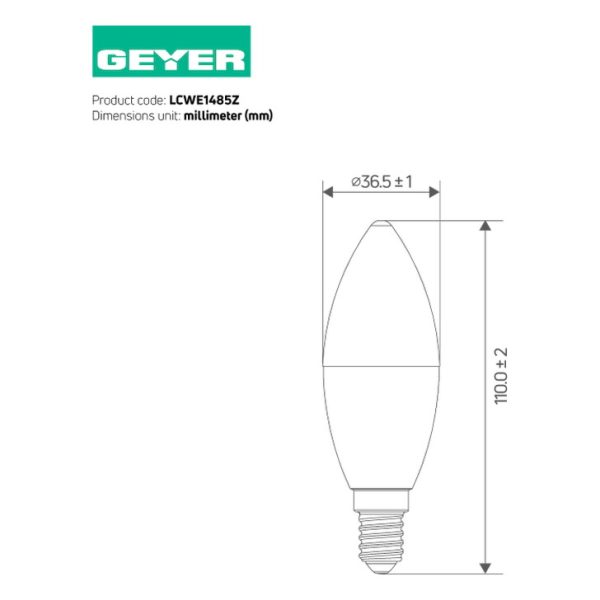 Geyer λαμπτήρας LED Κερί 8.5W E14 3000K LCWE1485Z - Image 3