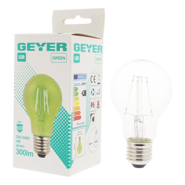 GEYER Λάμπα LED Color A60 4W E27 πράσινo 300lm LFA274-G - Image 2