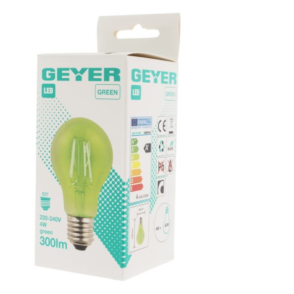 GEYER Λάμπα LED Color A60 4W E27 πράσινo 300lm LFA274-G - Image 3