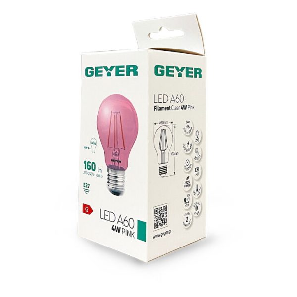 Geyer λαμπτήρας LED Color A60 4W E27 ρόζ LFA274-P - Image 2