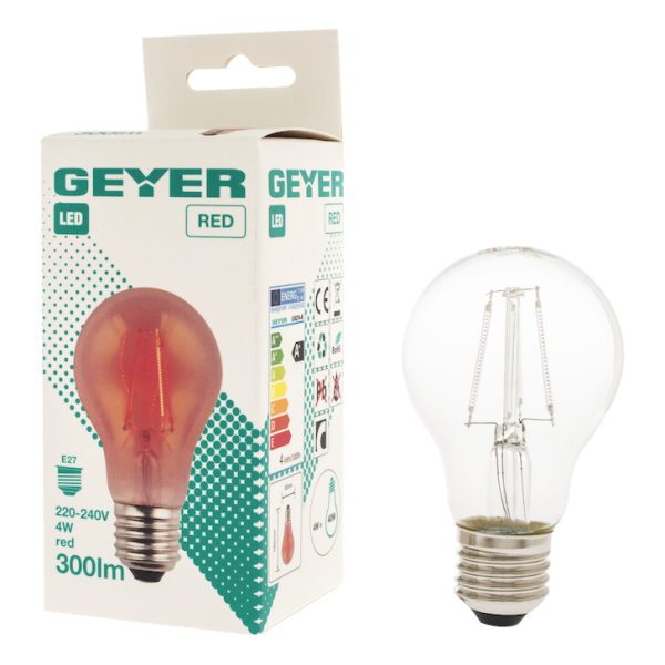 GEYER Λάμπα LED Color A60 4W E27 κόκκινo 60lm LFA274-R - Image 2