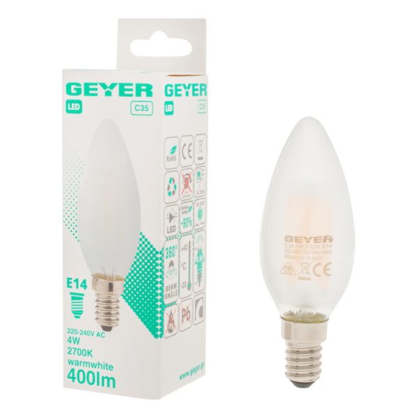 Geyer λαμπτήρας LED Κερί Filament matt C35 4W E14 2700K LFCSW144 - Image 3