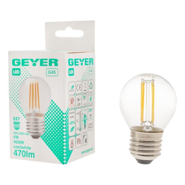 Geyer λαμπτήρας LED Σφαιρική Filament G45 4W E27 4000K LFGLC274