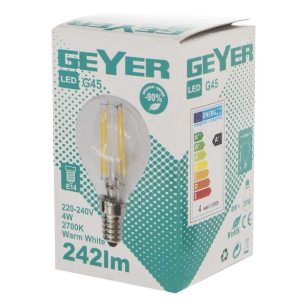 Geyer LFGLW144 Λάμπα LED Σφαιρική Filament G45 4W E14 2700K 470lm - Image 3