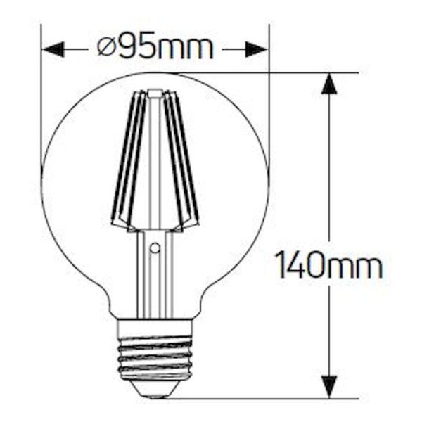 Geyer λαμπτήρας LED Γλόμπος Filament G95 5W E27 4000K LFGNC275 - Image 4